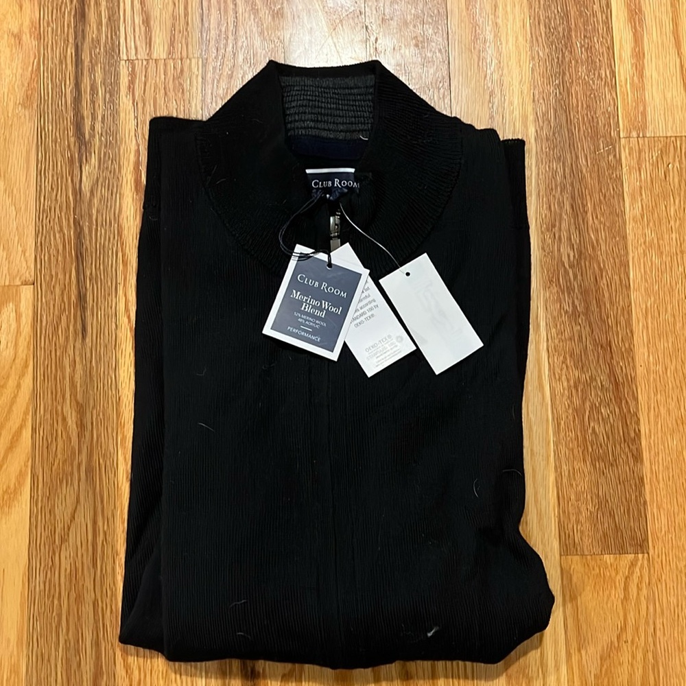 Brand New Clubroom  lightweight zip up sweater , medium , Black